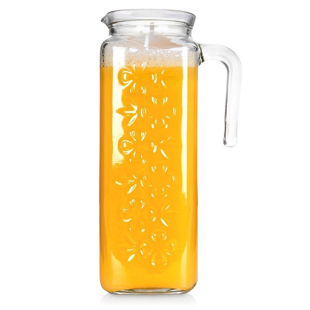 Glass Beverage Jug with Lid 1.1L