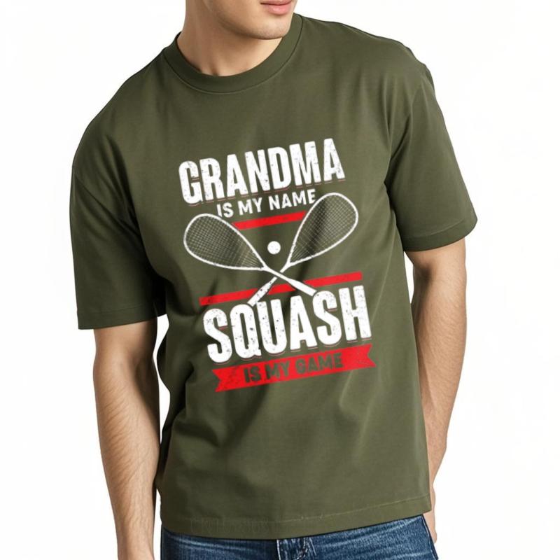 Funny Tshirt Adult Unisex Summer Tshirt Black Grandma Is My Name Squash Is My Game Trendy Unisex Tees Classic Tshirt Big Size Tee