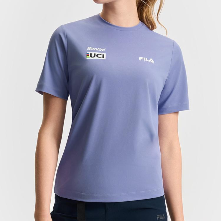 Fila Cycling Casual Fashion Comfortable Soft Short Sleeve T-Shirt Women Tops Light-Purple A11W528110F-PR