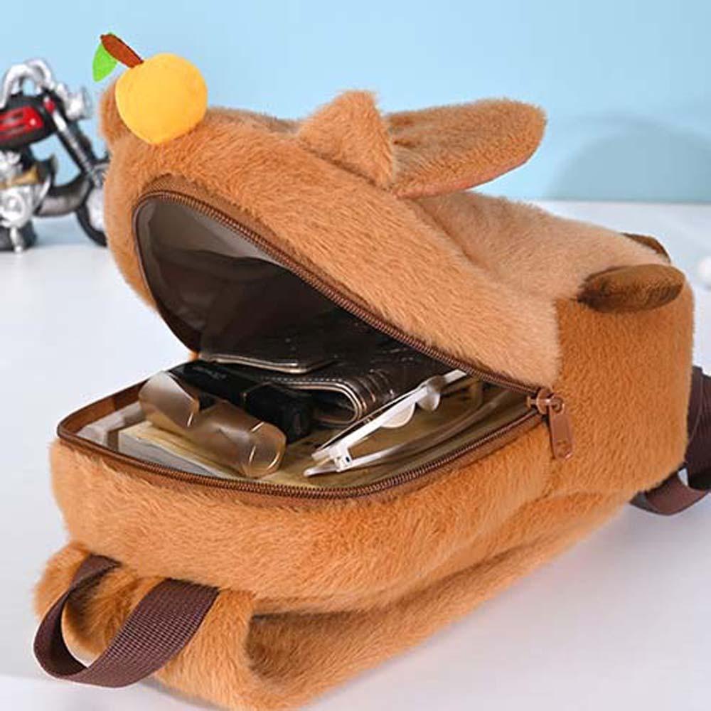 Thickened Capybara Plush Backpack Embroidered Large Capacity School Bag  Kids