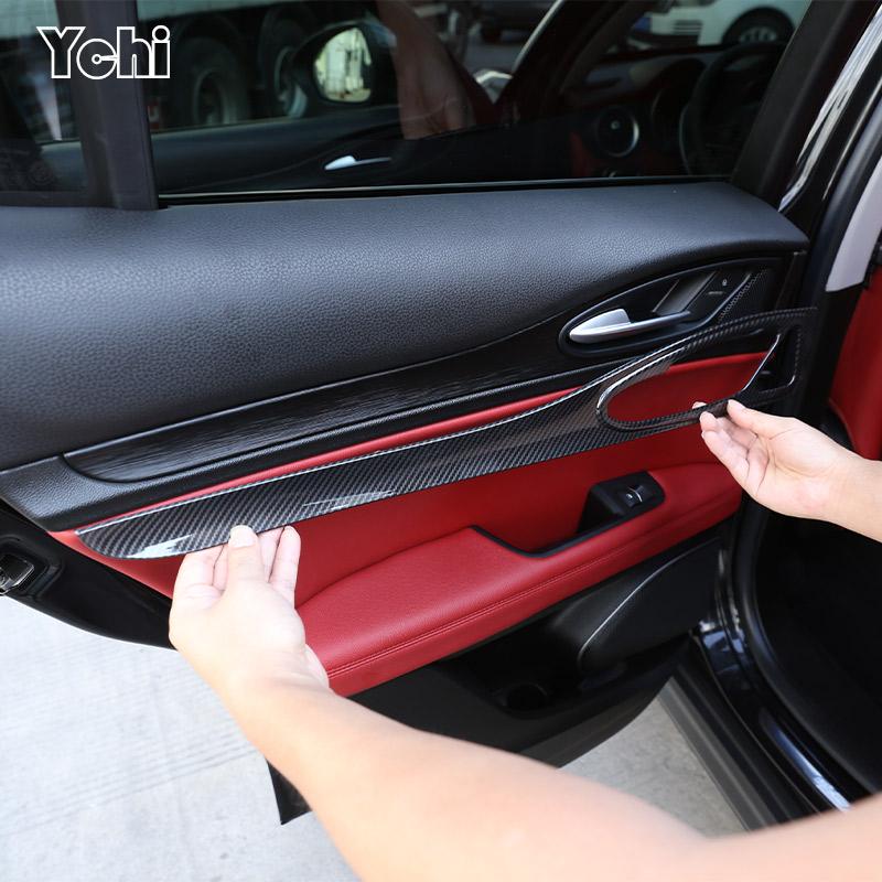 ABS Carbon Fiber Car Interior Door Panel Trim Decor Strips For Alfa Romeo Stelvio 2017 2018 2019 2020 Car Accessories