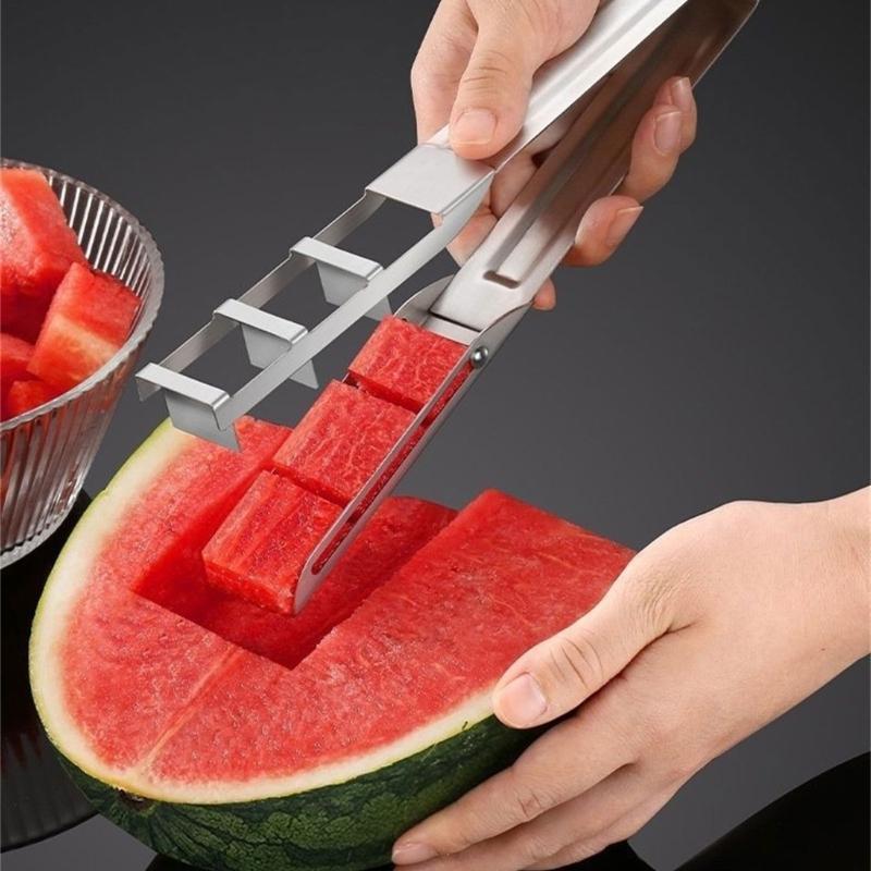 Ergonomic Kitchen Tool For Precise Watermelon Cantaloupe Slicing Stainless Steel Fruit Cutter Efficient Kitchen Gadget