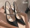 Fashion Pointy Rhinester Nude Sandals For Women 2025 Summer Fine Heel Patent Leather French Fairy Style High Heel Single Shoes