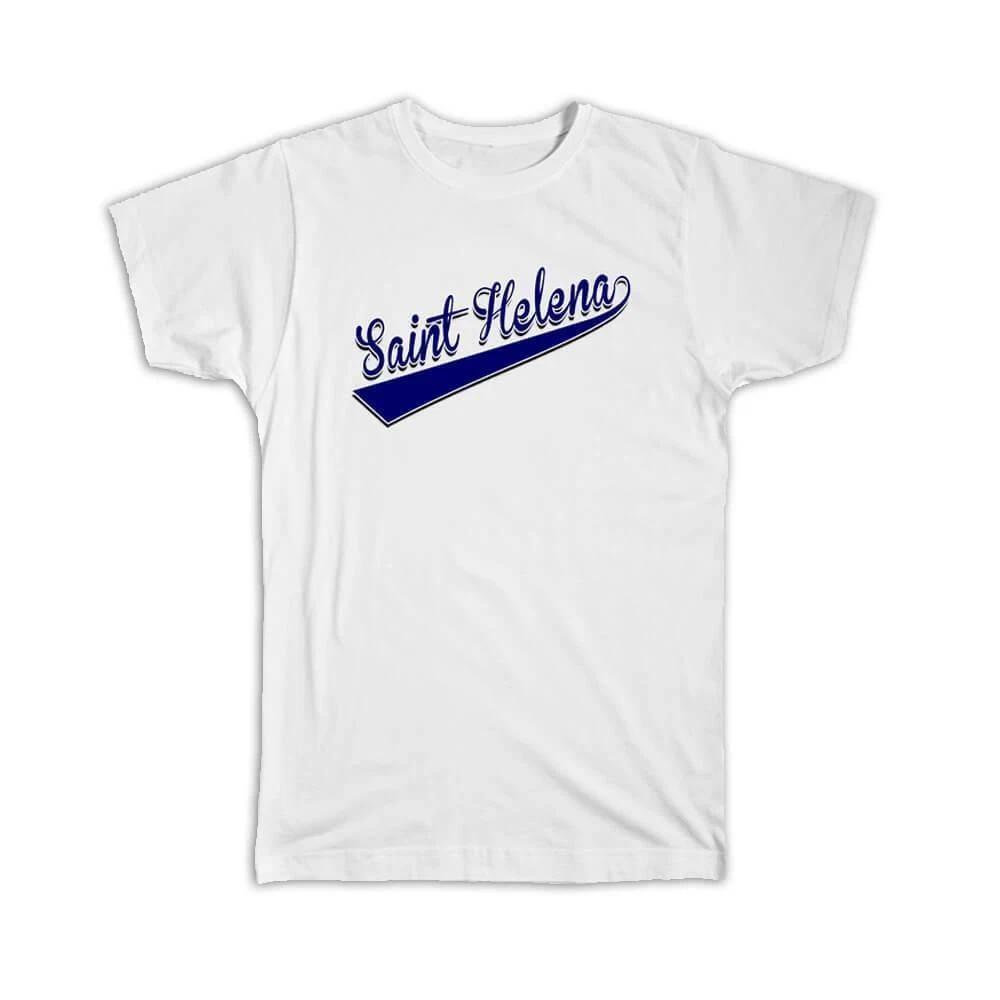 

Gift T-Shirt : Saint Helena Flag Varsity Script Baseball Beisbol Country Pride 4XL