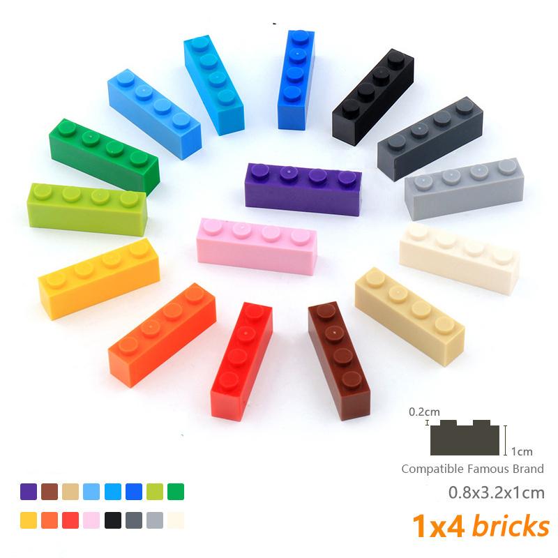 

Non-Toxic 400Pcs 1X4 Dots Bulk Building Blocks Thick Figures Bricks Educational Creative Toys For Children Size Compatible With 3010