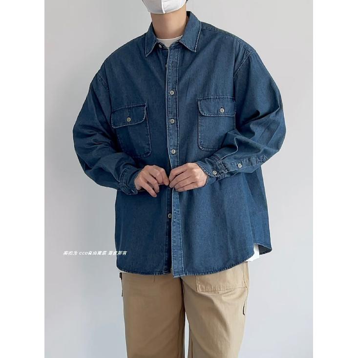 Koszula z długim rękawem w stylu japońskim Hong Kong 2024, luźna koszula chłopięca, letnia, modna, uniwersalna, swobodna, marynarka