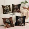 Zebra Dressed Up Portrait Cushion Cover Soft Short Plush Pillow Cover Smooth Cozy Texture Aesthetic Cushion Case Home Decor