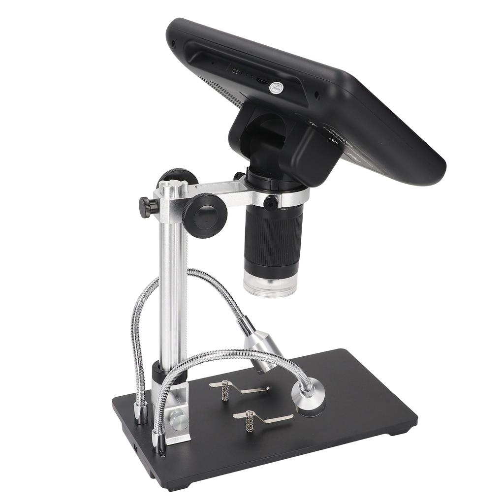 Digital Microscope 7in 1080P Video 100X with Adjustable Stand Lights for Soldering AD207 EU Plug 100 240V