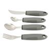 4pcs Stainless Steel Utensils Fork Spoons Set Wide Rubber Handle Tableware Set for Household