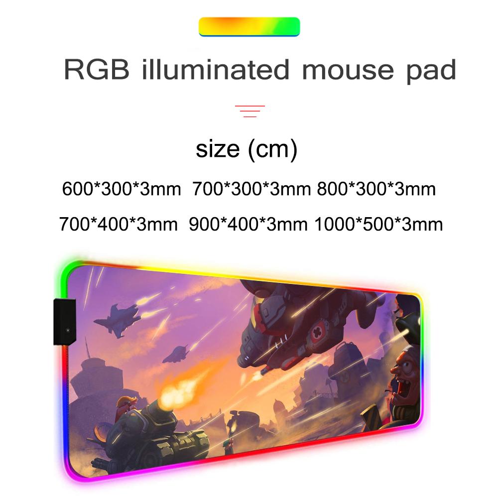 Metal Slug Mouse Pad RGB Gaming Mousepad Big LED Pad PC Desk Mat Luminous Mouse Pad Large Keyboard Mats Table Rug With Backlit
