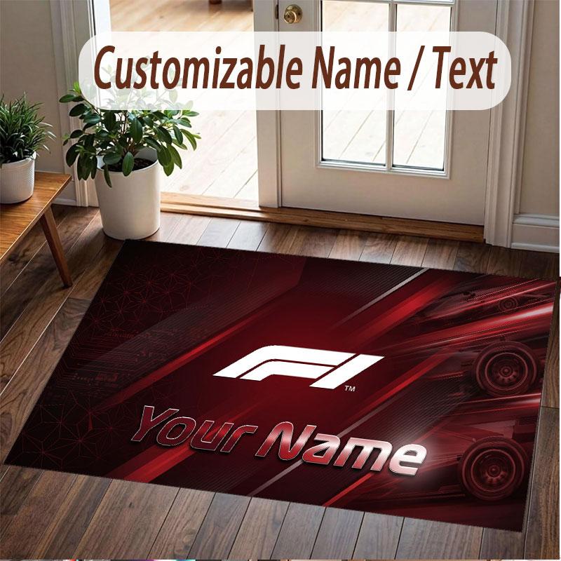 Custom Rug F1 Pattern Print Name Text Soft Non‑Slip Floor Carpet for Home Indoor Decoration