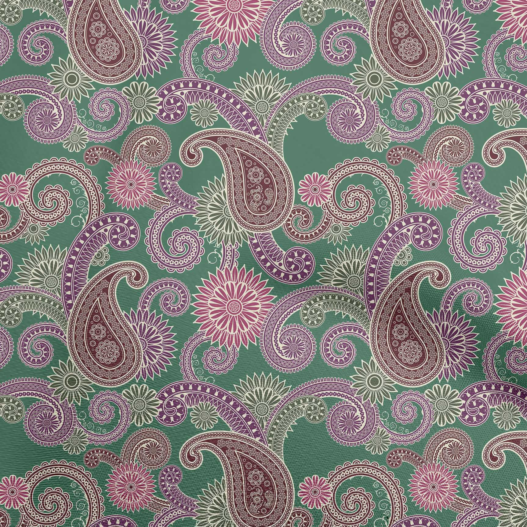 

oneOone Cotton Flex Dark Magenta Fabric Paisleys Craft Projects Decor Fabric Printed By The Yard 40 Inch 42 Inch Wide - Viscose Chiffon зелений
