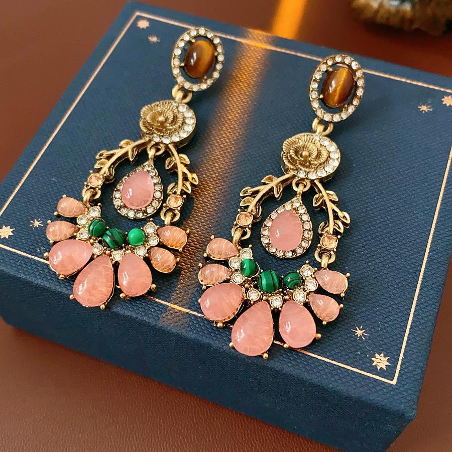 Pendientes de Carrillón de Viento de Perla y Cristal de Aguja Plateada Vintage