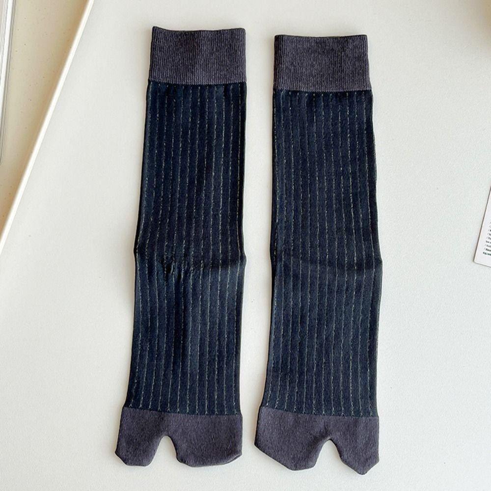 2 Paar Dünne Kniehohe Socken Streifen Mid-Calf Socken Mode JK Zehensocken Mädchen