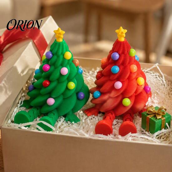 Fun Office Desk Accessories Articulated Christmas Tree Figurine, 3D Printed Movable Joints Colorful Tabletop Ornament, Dolls Flexible Character