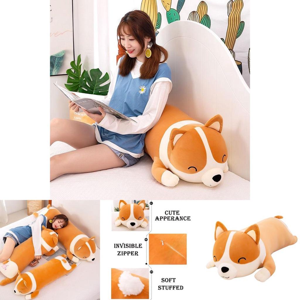 Long Corgi Plush Toys Throw Pillow Cushion Soft Stuffed Animal Doll For Xmas Birthday Gift