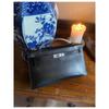 2025 First-Gen Mini Black Kelly Bag: High-End Versatile Leather Handbag with Silver Buckle