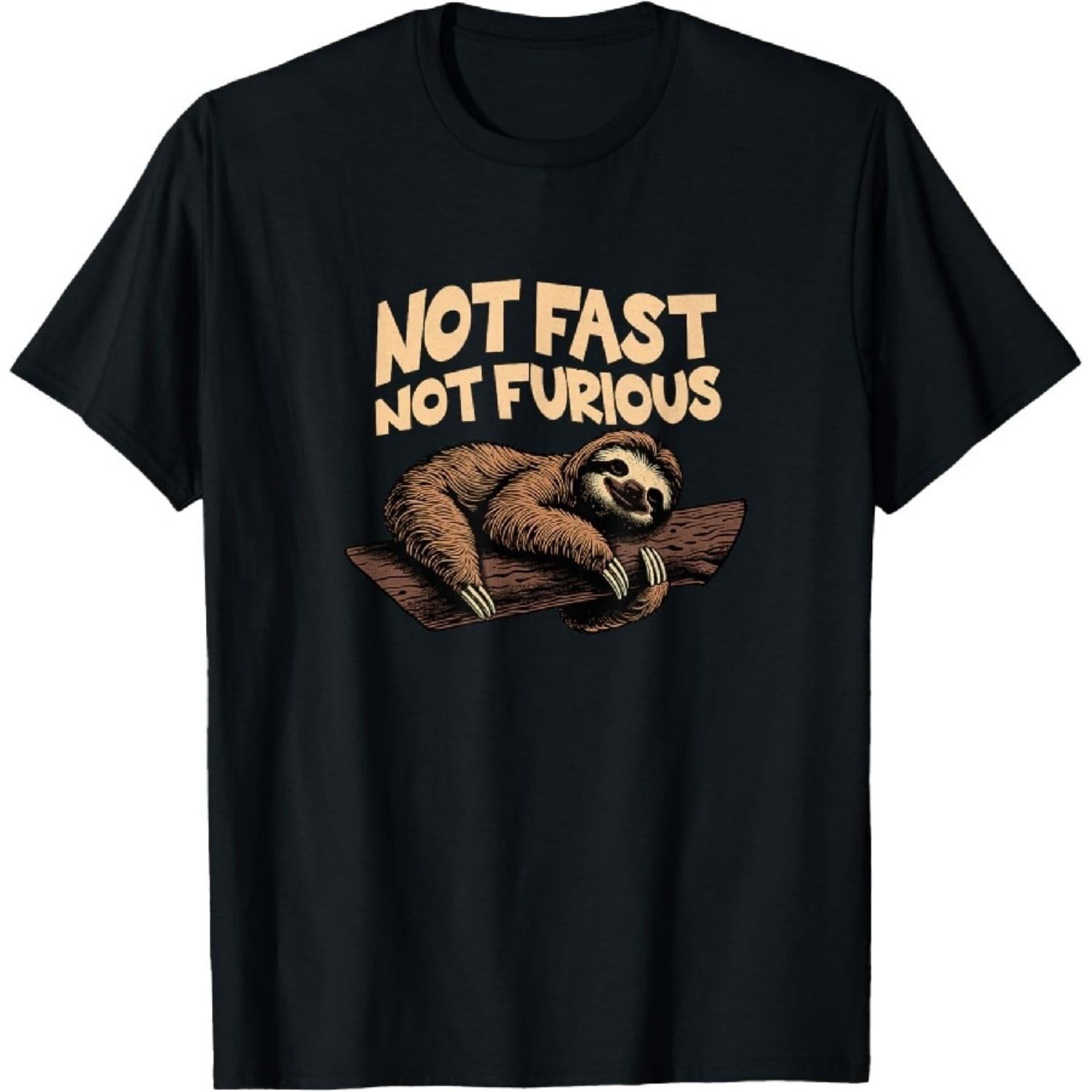 

Not fast, not furious - funny sloth T-Shirt XXXXXL чорний