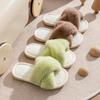 Children's and Women's Winter Fur Cross-Strap Cotton Slippers, Warm, Non-Slip for Home Use