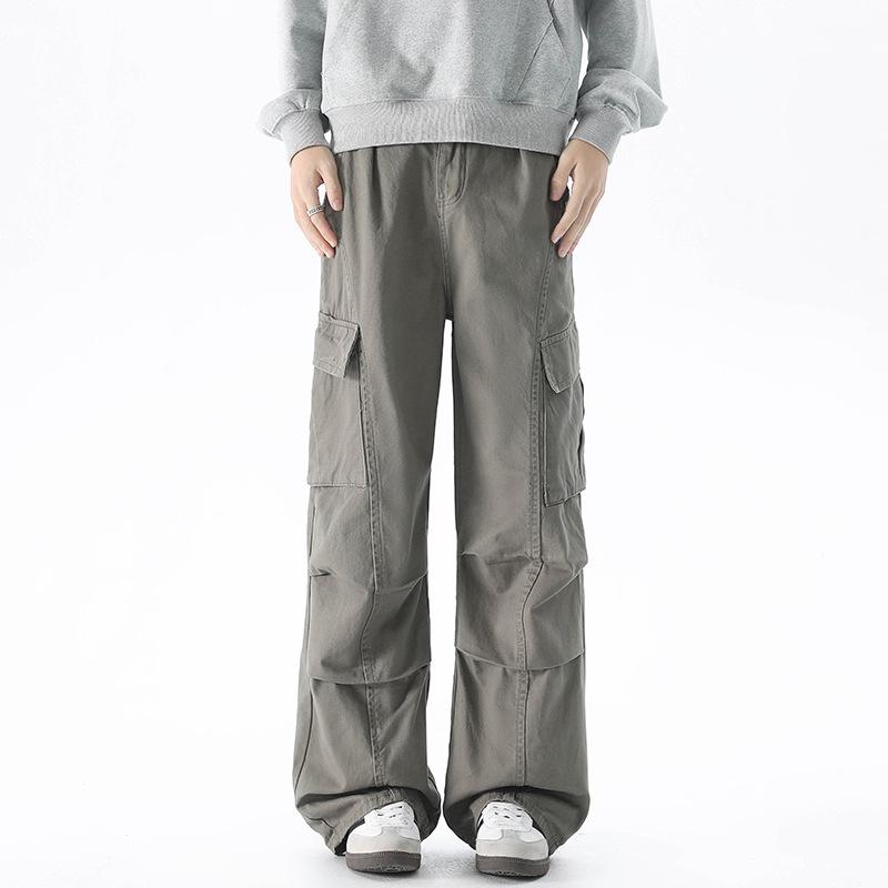 

Folding Overalls Men s Straight Loose Cotton Street Casual Pants 2XL