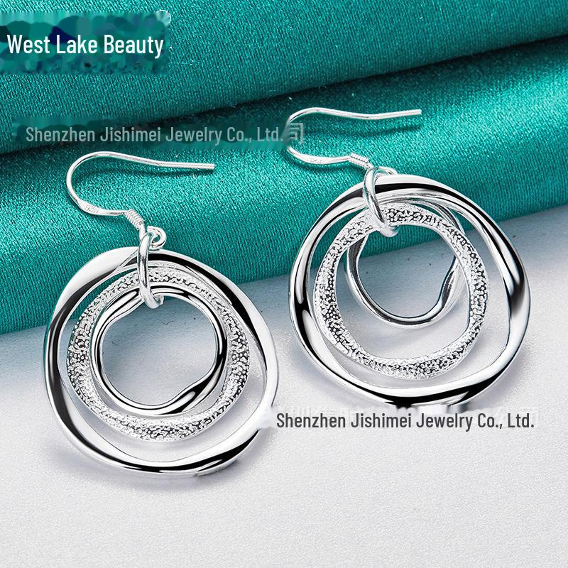 

Серьги Wave Three-Circle Frosted Silver - Женские украшения