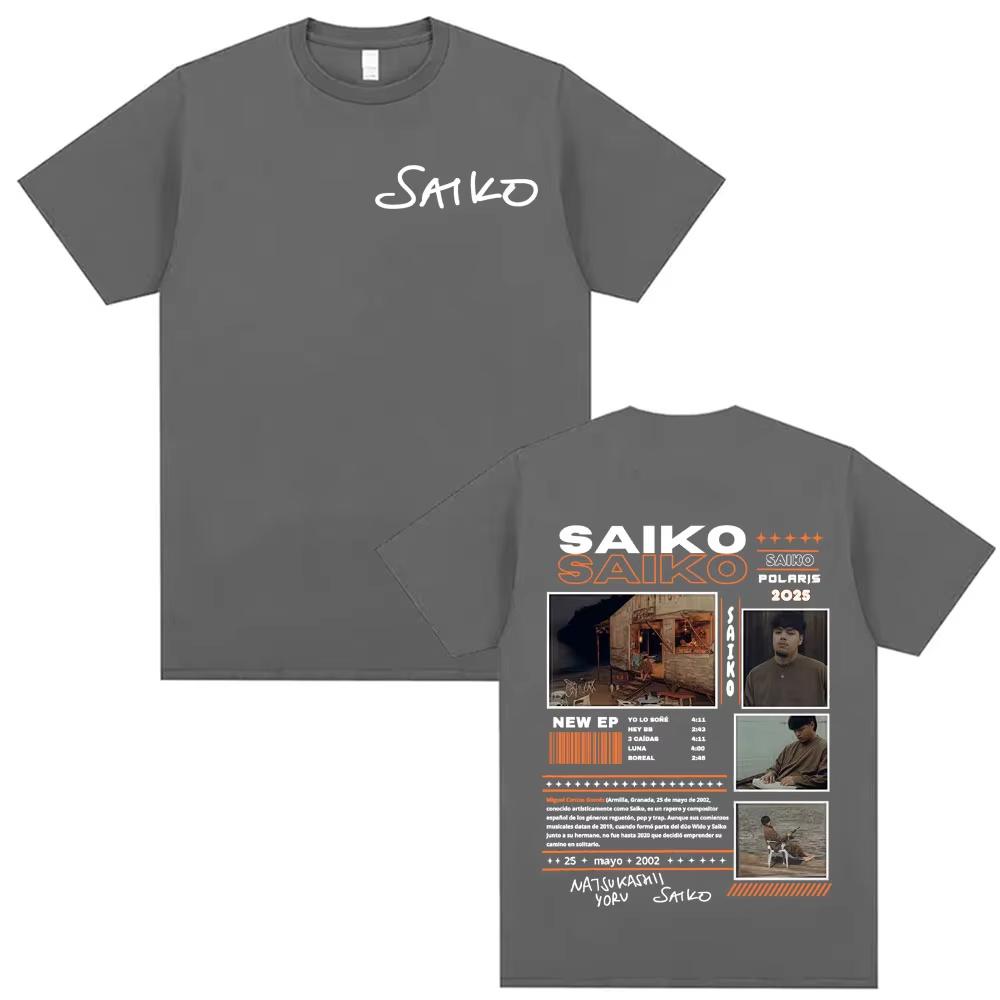 Rapper SAIKO POLARIS Album Tour 2026 Merch Tshirts Unisexs Women Clothing Oversized T Shirt Vintage Hip Hop Comfort Tshirt Tops