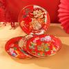 Auspicious Red Gold-Rimmed Fruit Plate, 26x26cm (Pack of 10)