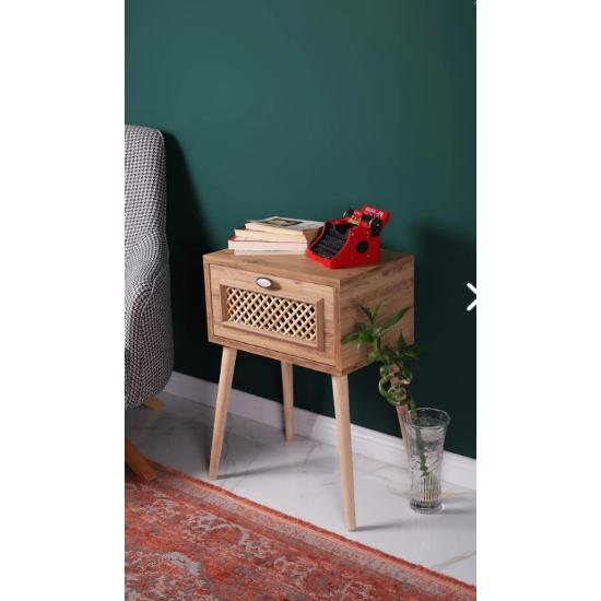 Bedside Bedside Nightstand with Lid Nightstand Pine Frame Retro