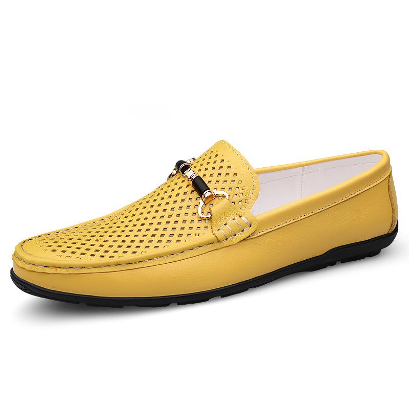 Herren weiße echte Leder Sommer Loafer - Atmungsaktiv & Bequem Freizeitschuhe.
