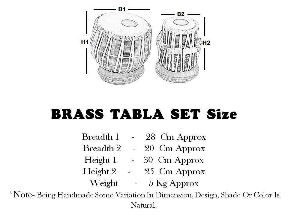 Hand Carved Brass Tabla Set with Sheesham Wood Dayan | Indian Classical Music Instrument with Carry Bag