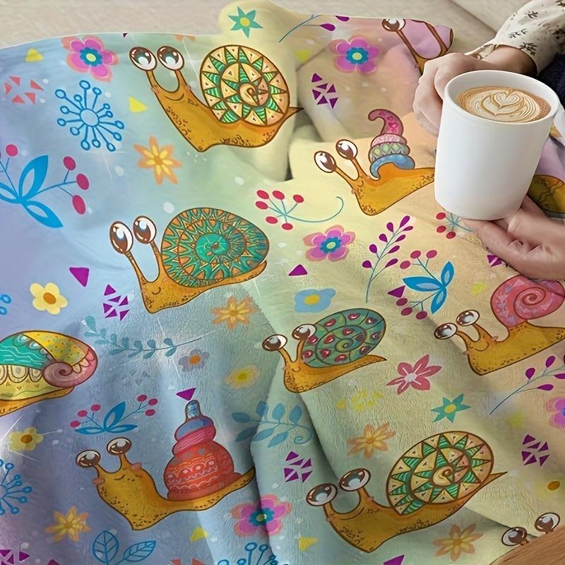 Lustige Süße Bunte Schneckenmuster Druckkunst Decke - Weiche Ganzjahres Mehrzweck-Kuscheldecke für Wohnzimmer, Bett & Geburtstagsgeschenk