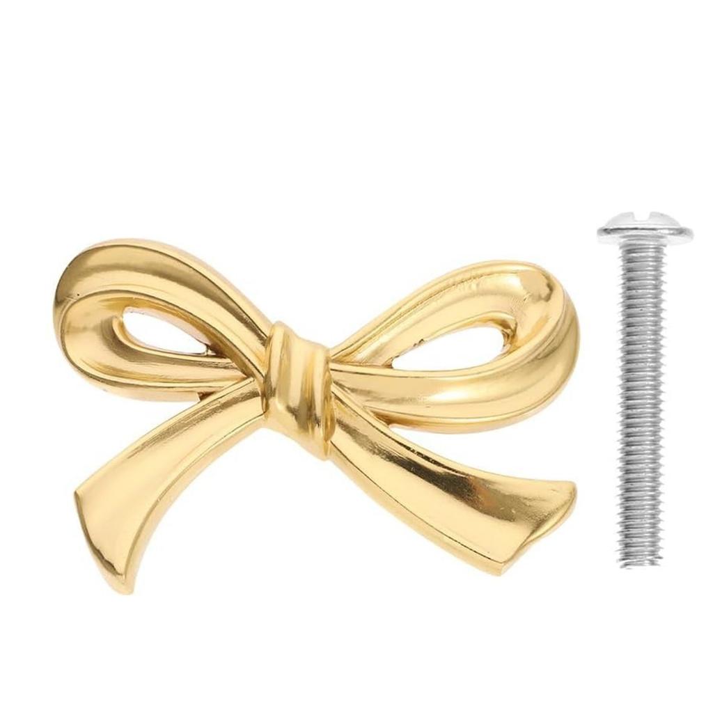 Gold Bow Drawer Knobs Vintage Metal Handles Elegant Metal Handles Decorative Handles Set for Bedroom & Kitchen Cabinets