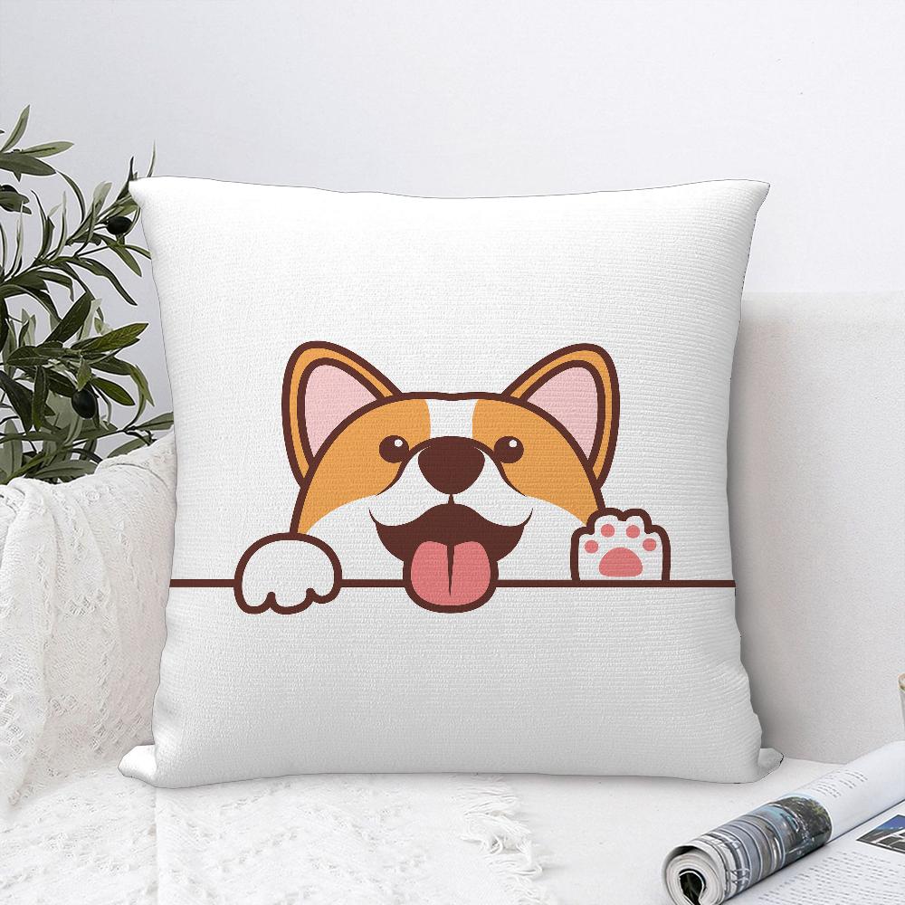Cute Dog Waving Paw Pillow Case Sofa Decorative Home Double-sided Printing Short Plush Cushion Cover Throw Pillow Cover Gifts