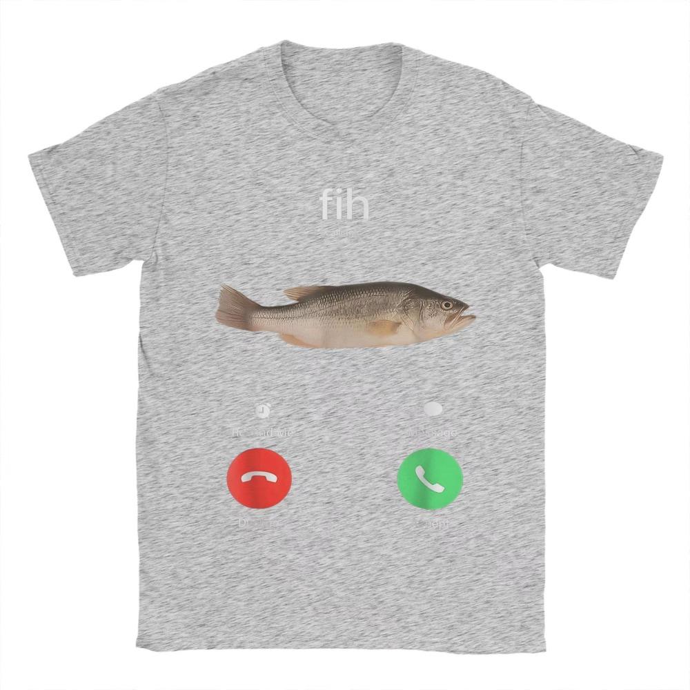 Men's T-Shirts Fih Calling Remind Me Message Decline Accept Phone Call Fish Awesome  Tees Short Sleeve  T Shirts Clothing