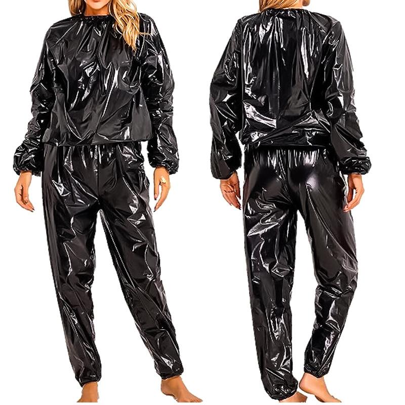 Tuta Sauna Sportiva, Tuta Felpa in PVC a Maniche Lunghe Uomo e Donna Dimagrante Fitness Tuta da Corsa Sudorifera