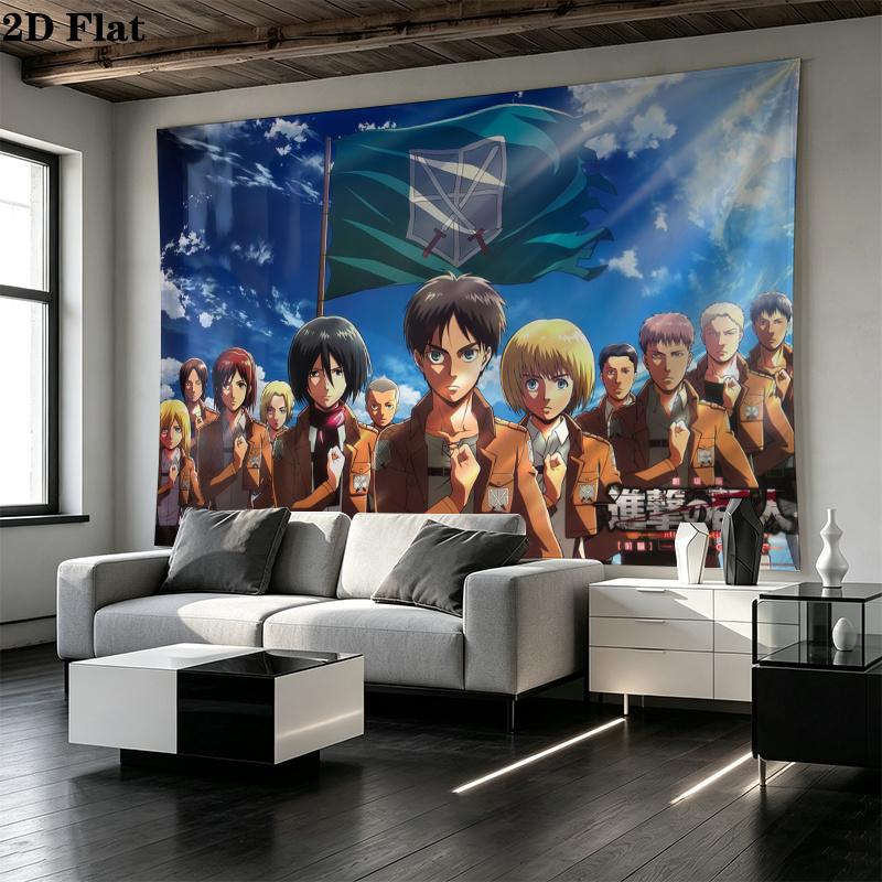Anime Attack-on-Titan Wall Tapestry Aesthetic Wall Hanging Printed Fabric Blanket Decorative Tapestries for Bedroom Living Room Home Decor