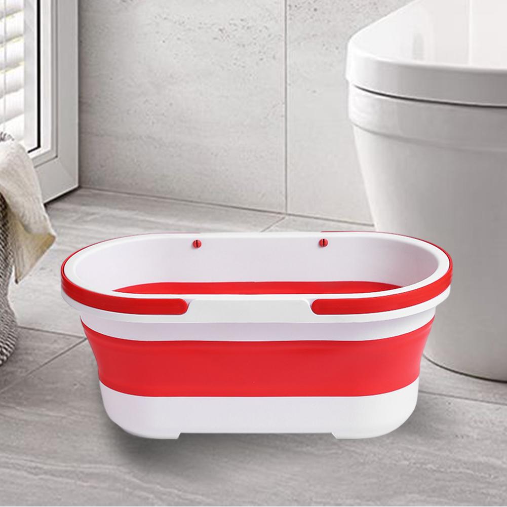 Plastic Camping Bucket with Handle Rectangular Handy Basket Large Capacity Multifunctional Household Cleaning Bathroom Accessory