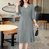 ZANZEA Women Casual V-Neck Solid Color Short Sleeve A-line Dress