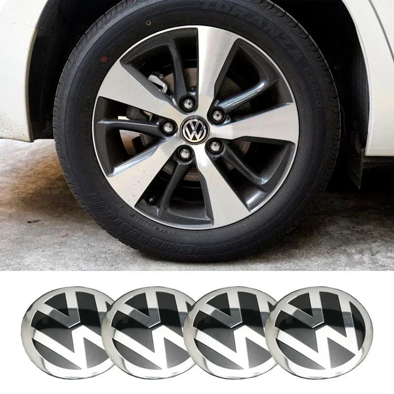 Hot 2025 New 4pcs Car Wheel Stickers 56mm Auto Center Hub Cap Decal For Volkswagen GTI R-Line R Polo T5 Golf Passat Scirocco Bee