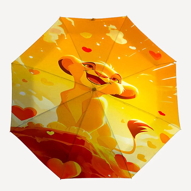 Lion King, Simba Themed Automatic Opening and Closing Umbrella, Brightly Colored 8-rib Portable Umbrella, Suitable for Men and Women, A Perf