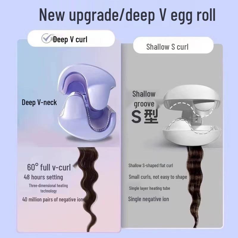 French Water Wave Deep V Curling Iron - 32mm Egg Roll Design, Long-Lasting Style, Hair-Safe