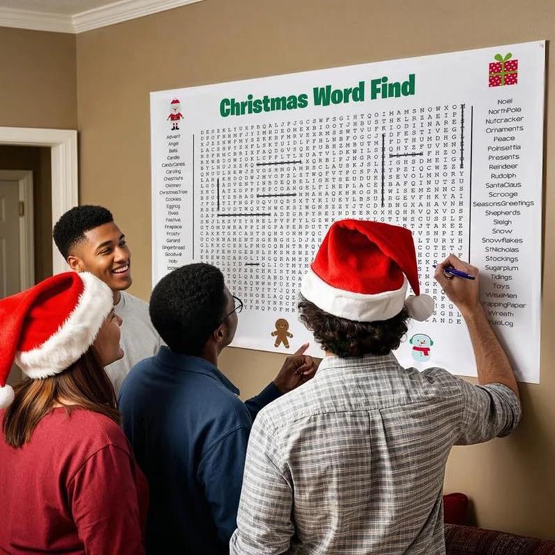 Jumbo Thanksgiving Word Search Poster, Giant Holiday Word Search Wall Poster For Thanksgiving And Christmas,Wall Game