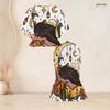 Women Plus Size Round Neck Halloween Printed Batwing Sleeve Ruffle Hem Top Fishtail Skirt Two Piece Set