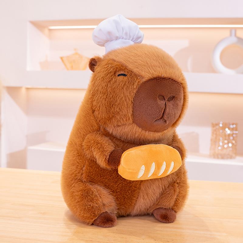 Chef Capybara Plush Toy Lovely Stuffed Capybara Plushies Soft Animal Doll Throw Pillow Room Decor Kawaii Toy Gift Girl
