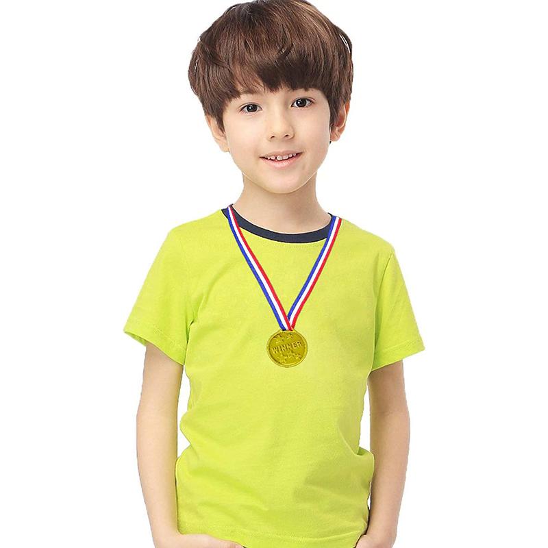 10pcs Children's Gold Plastic Award Medal Toy Sports Games Competition Performance Children's Reward Gifts Party Props
