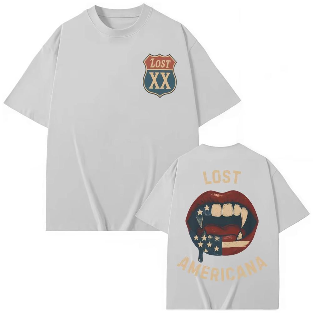 Raper MGK Lost Americana Tour 2026 Koszulki Męskie Damskie Hip Hop Moda Koszulki z Krótkim Rękawem Letnie Codzienne Luźne Bawełniane Koszulki