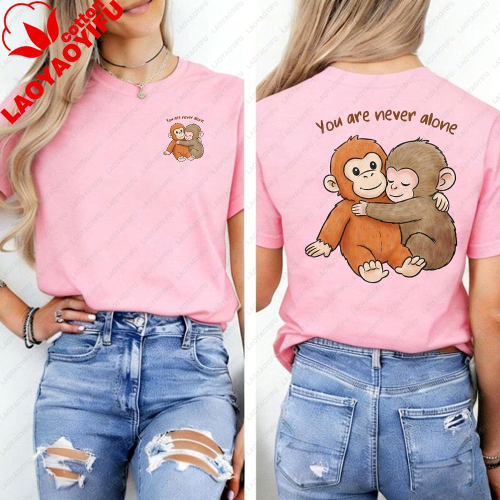 Viral Punch Cute Baby Monkey With Plush Toy Shirt Emotional Gift For Animal Lovers Kawaii Graphic Tshirts Fashion Casual Tshirt