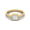 925 Sterling Silver Gold Vermeil 5MM Square  Moonstone Engagement Women Ring