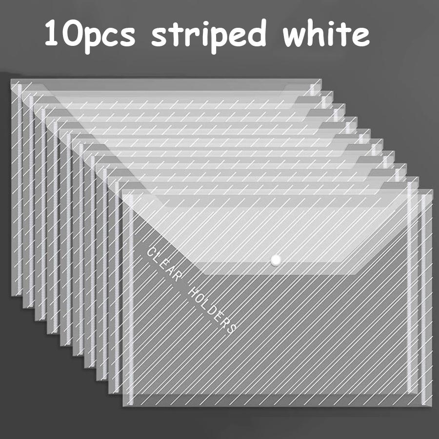 10 stk A4 Gjennomsiktig Dokumentoppbevaringspose med Trykknappstil Daglig Kontor Filsortering Organiseringsmappe Stor Kapasitet Filposer