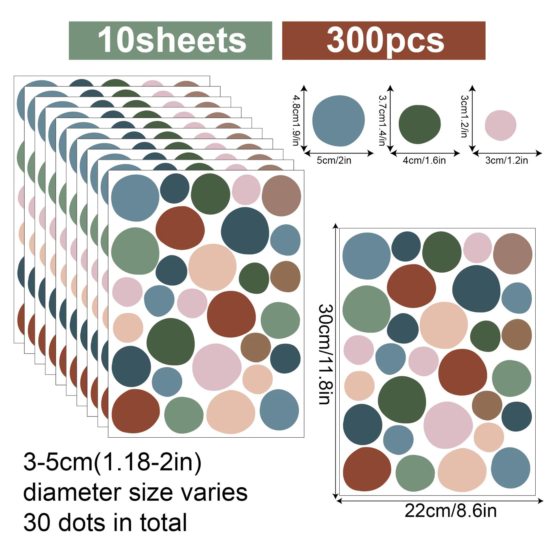 

10 листов/набор, наклейки на стену с рисунком в виде нерегулярных кругов в горошек для детской комнаты, настенные наклейки для детской комнаты, школы, детского сада 30x22cm 10 sheet